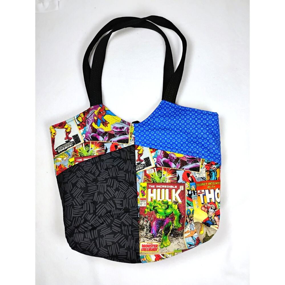 Handmade Superhero Comic Book Print Tote Bag Cloth Shoulder Bag Gift - Picture 2 of 12